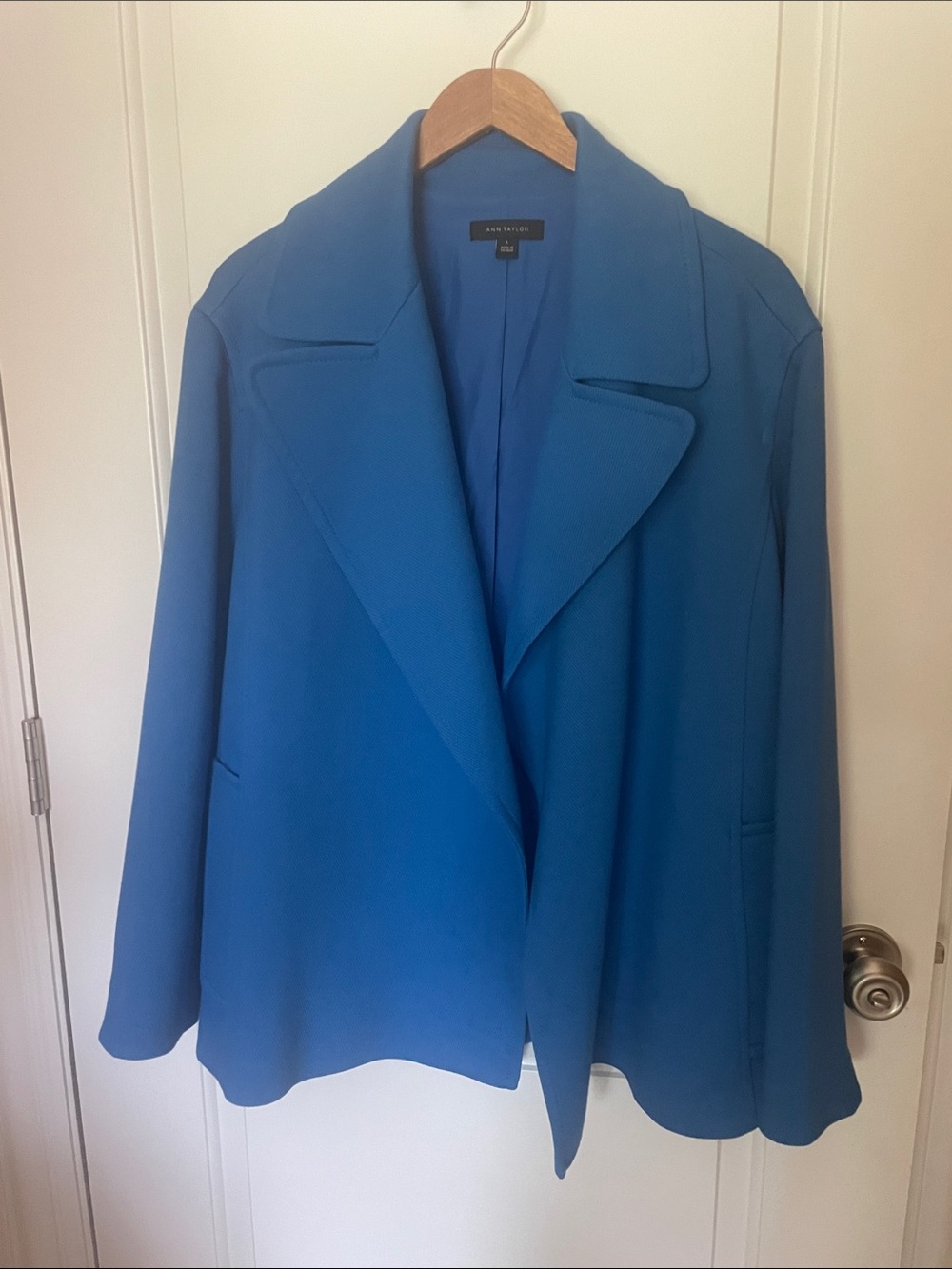 Ann Taylor Bright Blue Open-Front Coat